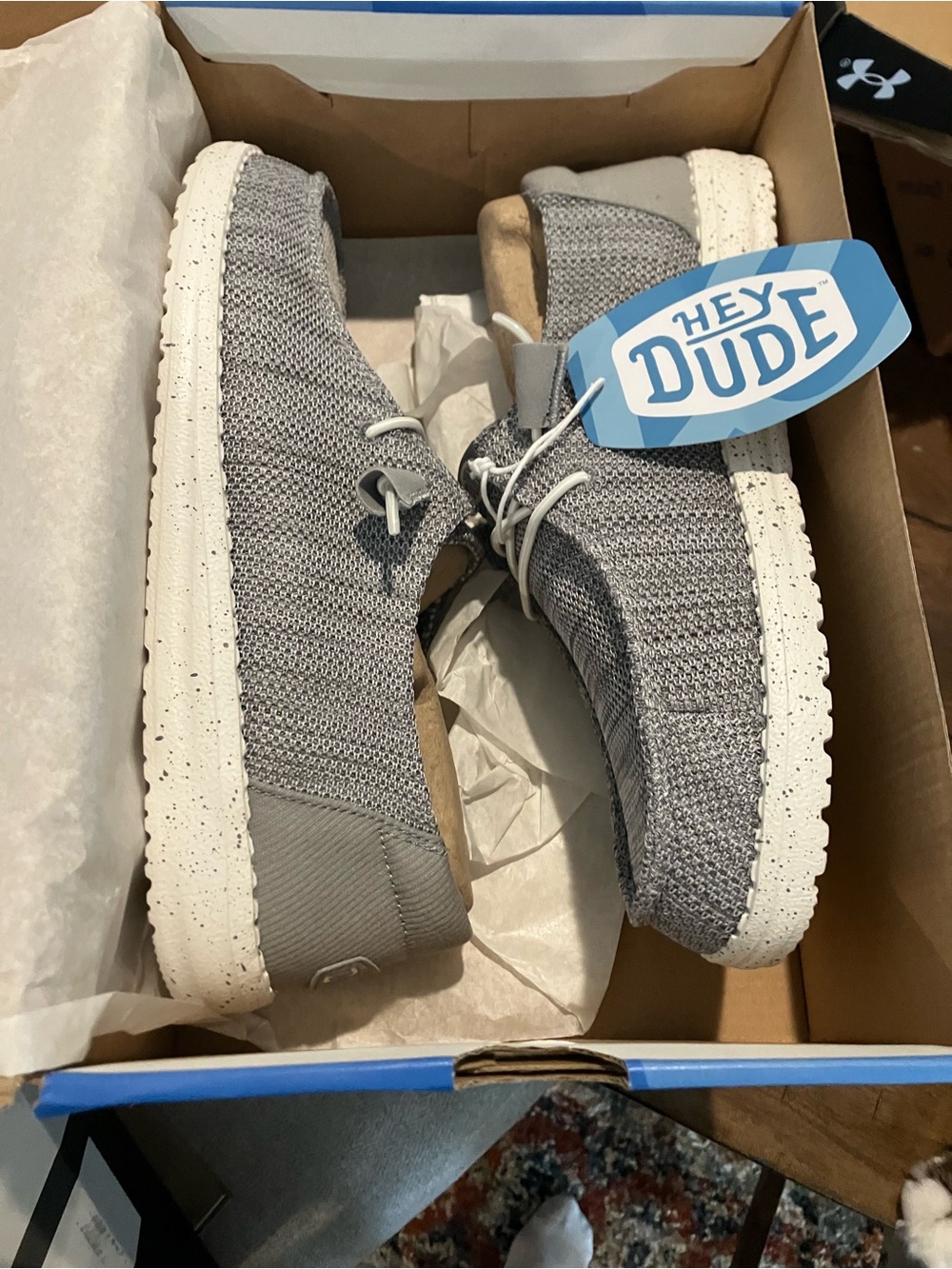Hey Dude Wendy Gray Knit Slip-On Casual Sneakers Women Sz 10